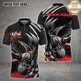 Maxcorners Black Eagle Bowling Jersey Multicolor Options Personalized Name, Team Name 3D Shirt (4 Colors)
