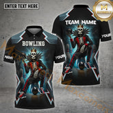 Maxcorners Skeleton King Bowling Jersey Multicolor Options Personalized Name, Team Name 3D Shirt (4 Colors)
