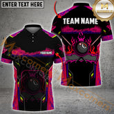 Maxcorners Inferno Shot 8 Ball Billiards Multicolor Option Customized Name, Team Name 3D Polo Shirt (4 Colors)