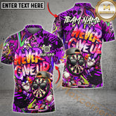 Maxcorners Graffiti Darts Funny Never Give Up Dartboard Multicolor Options Personalized Name, Team Name 3D Polo Shirt (4 Colors)