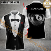 Maxcorners Tuxedo Gentlemen 8 Ball Billiard Sport Jersey Pattern Multicolor Options Personalized Name, Team Name 3D Shirt (4 Colors)