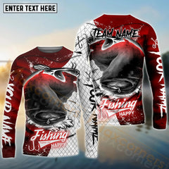 Maxcorners Catfish Fishing Dark Red Skin Pattern Sport Custom Name & Team Name 3D Shirts