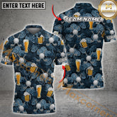 Maxcorners Golf Ball Tropical & Beer Pattern Multicolor Options Personalized Name, Team Name 3D Shirt (4 Colors)