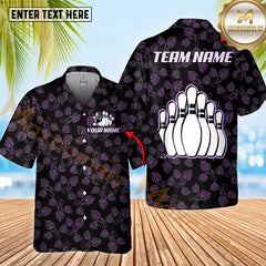 Maxcorners Tropical Bowling And Pins Option Customized Name Hawaiian Shirt (4 Colors)
