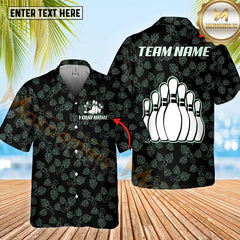 Maxcorners Tropical Bowling And Pins Option Customized Name Hawaiian Shirt (4 Colors)