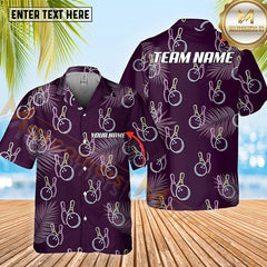 Maxcorners Bowling And Pins Tropical Pattern Option Customized Name Hawaiian Shirt (4 Colors)