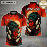 Maxcorners Bowling & Pins Moon Kong Pattern Multicolor Options Personalized Name, Team Name 3D Shirt (4 Colors)
