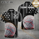 Maxcorners Thunder Golf Ball Black Flag Of US Pattern Multicolor Options Personalized Name, Team Name 3D Shirt (4 Colors)