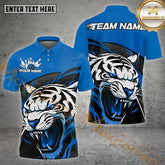 Maxcorners White Tiger Bowling With Claw Flame Design Multicolor Options Personalized Name, Team Name 3D Shirt (4 Colors)
