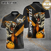 Maxcorners Fierce Tiger Bowling Ball & Pins Multicolor Options Personalized Name, Team Name 3D Shirt (4 Colors)