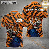 Maxcorners Bowling Pins & Ball Tiger Stripe Pattern Multicolor Options Personalized Name, Team Name 3D Shirt (4 Colors)