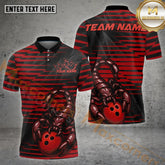 Maxcorners Scorpion Bowling & Pins With Lightning Pattern Multicolor Options Personalized Name, Team Name 3D Shirt (4 Colors)