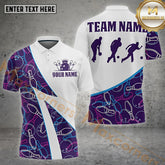 Maxcorners Neon Pattern Bowling With Player Silhouettes Multicolor Options Personalized Name, Team Name 3D Shirt (4 Colors)