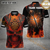 Maxcorners Darts Flaming Skull Board Multicolor Options Personalized Name, Team Name 3D Shirt (4 Colors)