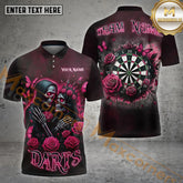 Maxcorners Darts Skull Rose Love Multicolor Options Personalized Name, Team Name 3D Shirt (4 Colors)