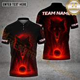 Maxcorners Bowling Black Wolf Firestorm Multicolor Options Personalized Name, Team Name 3D Shirt (4 Colors