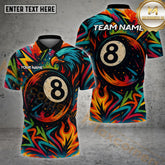 Maxcorners Billiards Shirt Colorful Flame Eagle 8 Ball Multicolor Options Personalized Name, Team Name 3D Shirt (4 Colors)