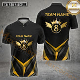 Maxcorners Billiards Shirt Royal Crown Gold 8 Ball Multicolor Options Personalized Name, Team Name 3D Shirt (4 Colors)