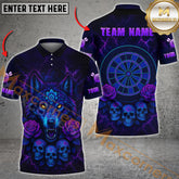 Maxcorners Darts Shirt Gothic Wolf Skull Thunder Purple Multicolor Options Personalized Name, Team Name 3D Shirt (4 Colors)