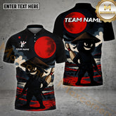 Maxcorners Ninja Bowling Warrior Moon Multicolor Options Personalized Name, Team Name 3D Shirt (4 Colors)