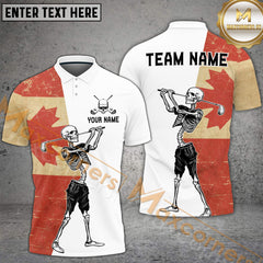 Maxcorners Skeleton Golf Flag Options Personalized Name, Team Name 3D Shirt