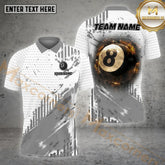 Maxcorners Billiard White Exploding 8 Ball Grayscale Power Multicolor Options Personalized Name, Team Name 3D Shirt (4 Colors)