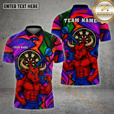Maxcorners Darts Bull Warrior Graffiti Style Multicolor Options Personalized Name, Team Name 3D Shirt (4 Colors)