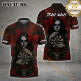 Maxcorners Sugar Skull Dart Shirt Mysterious Red Rose Multicolor Options Personalized Name, Team Name 3D Shirt (4 Colors)