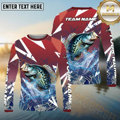 Maxcorners Crappie Fishing Red Fury Pattern Sport Jersey Personalized Name, Team Name Long Sleeve Shirt