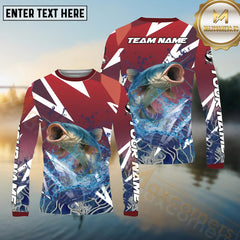 Maxcorners Catfish Fishing Red Fury Pattern Sport Jersey Personalized Name, Team Name Long Sleeve Shirt