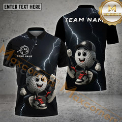 Maxcorners Golf Shirt Cool Ball Rider Lightning Style Options Personalized Name, Team Name 3D Shirt