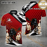 Maxcorners Bowling Shirt Dabbing Ball Hex Style Multicolor Options Personalized Name, Team Name 3D Shirt (4 Colors)