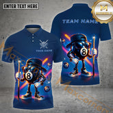 Maxcorners Billiards Shirt Cool 8 Ball Cue Glow Effect Multicolor Options Personalized Name, Team Name 3D Shirt (4 Colors)