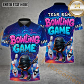 Maxcorners Bowling Shirt Cartoon Game Vibe Strike Pose Multicolor Options Personalized Name, Team Name 3D Shirt (4 Colors)
