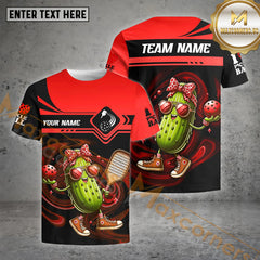 Maxcorners Pink Love Pickleball Funny Customized Name 3D Shirt (4 Colors)