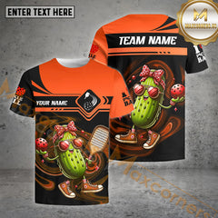 Maxcorners Pink Love Pickleball Funny Customized Name 3D Shirt (4 Colors)