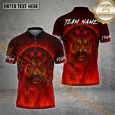 Maxcorners Darts Tiger Flame Mane Multicolor Options Personalized Name, Team Name 3D Shirt (4 Colors)
