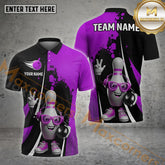 Maxcorners Bowling Shirt Funny Pin Dotted Style Multicolor Options Personalized Name, Team Name 3D Shirt (4 Colors)