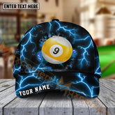 Maxcorners Billiards Ball 9 The Power Of The God Of Thunder Personalized Name Cap (4 Colors)