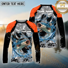 Maxcorners Catfish Fishing Crimson Catch Pattern Sport Jersey Personalized Name, Team Name Long Sleeve Shirt