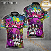 Maxcorners Funny Graffiti Bowling Crew Multicolor Options Personalized Name, Team Name 3D Shirt (4 Colors)