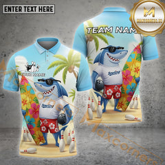 Maxcorners Tropical Shark Bowling Personalized Name, Team Name 3D Shirt
