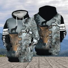 Maxcorners Custom Name Coyote Hunting Winter Forest Camo All Over Print Shirt TU2511