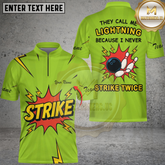 Maxcorners Bowling They Call Me Lightning Because I Never Strike Twice Comic Style Multicolor Customized Name, Team Name 3D Shirt