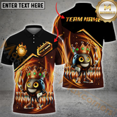 Maxcorners Crowned Flame Bowling Jersey Multicolor Option Customized Name, Team Name 3D Polo Shirt