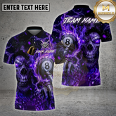 Maxcorners Billiards Shirts 8-Ball Skull Lightning Design Multi Options Personalized Name, Team Name 3D Shirt