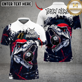 Maxcorners Billiards 8-Ball T-Rex Dinosaur Personalized Name Shirt (4 Colors)