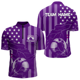 Maxcorners Personalized Purple American flag Lightning thunder Custom Bowling Team Shirts For Mens Bowling Jersey LM184
