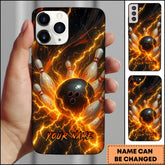 Maxcorners Bowling Fire Lightning Ball Pins Personalized Name Phone Case