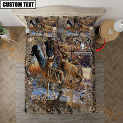 Maxcorners Hunting Deer Autunm Style Bedding Set 3D All Over Printed | Grass Brown